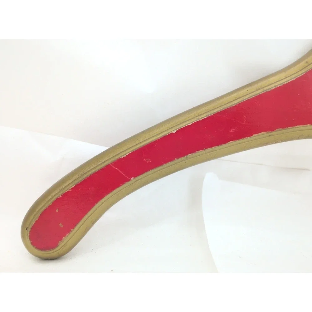 Hollywood Regency Red Gold Wooden Monogrammed Clothes Hanger Department S T L G